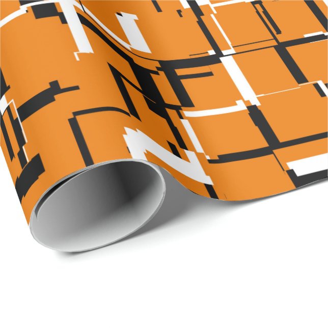 Papier Cadeau COOL orange noir blanc (Coin rond)