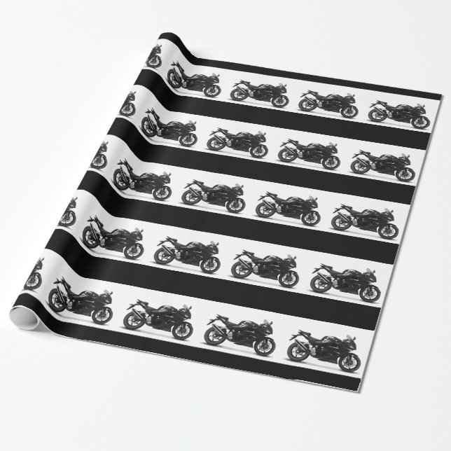 PAPIER CADEAU COOL RACING SPORTS MOTOCYCLE NOIR 297090 (Déroulé)