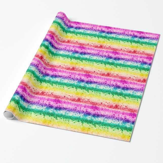 Papier Cadeau Cool Rainbow Art Paint Splatz Anniversaire Fête (Déroulé)