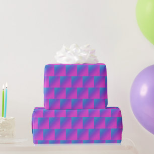 Papier Cadeau Cool rétro bleu, violet et rose Carré