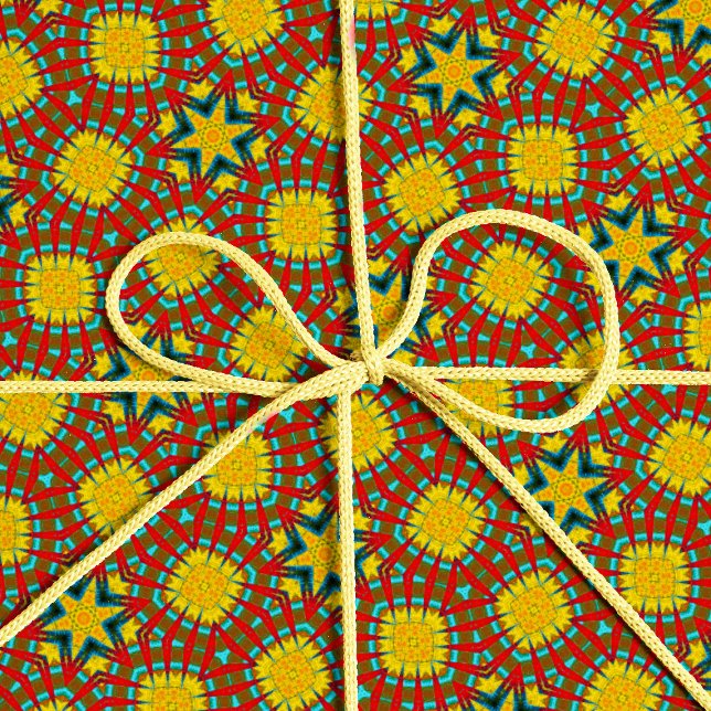 Papier Cadeau Cool Rouge Jaune Turquoise Rétro Géométrique Triba (Créateur téléchargé)
