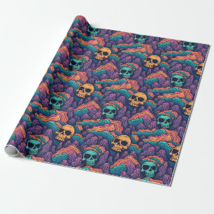 Papier Cadeau Cool Surreal Grunge Paysage Déplaisant Motif crâne