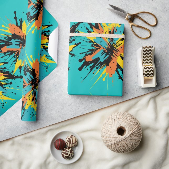 Papier Cadeau Cool Turquoise Blue Paintball Blast Paint (Artisanat)