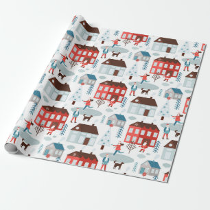 Papier Cadeau Coordination du Motif de l'histoire de Noël