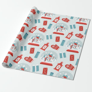 Papier Cadeau Coordination du Motif de l'histoire de Noël