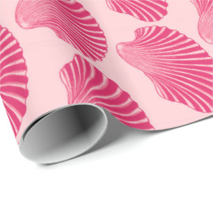 Papier Cadeau Copie de bloc de Shell de feston, fuchsia et pâle