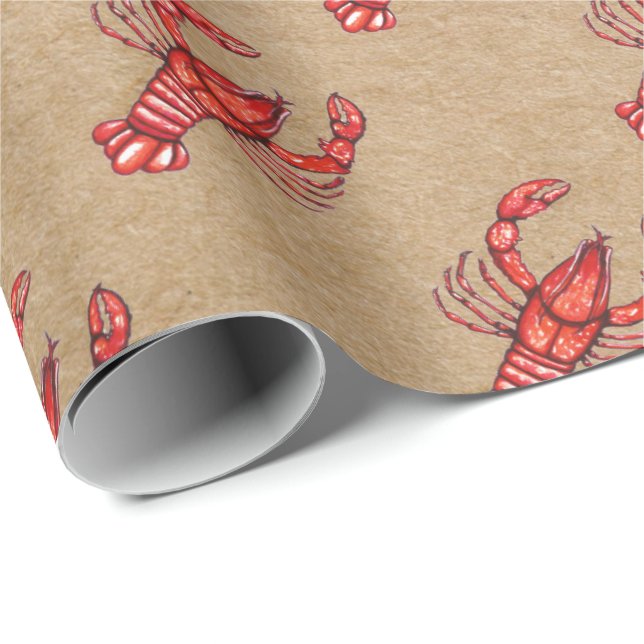 Papier Cadeau Copie de papier d'emballage d'écrevisses de la (Coin rond)