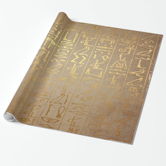 Papier Cadeau Copie égyptienne de papier de hiéroglyphes d'or (Déroulé)