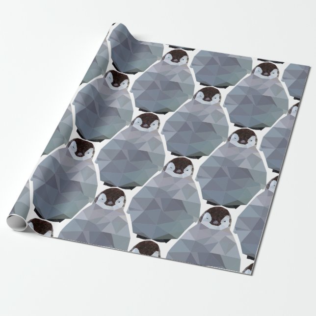 Papier Cadeau Copie géométrique de petit groupe de pingouin (Déroulé)