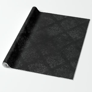 Papier Cadeau Copie grise noire élégante de motif de damassé