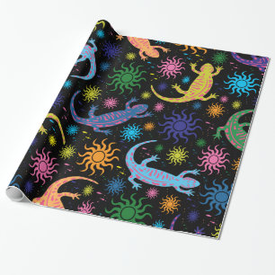 Papier Cadeau Copie multicolore de lézard de Gecko partout