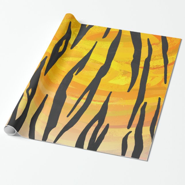 Papier Cadeau Copie noire et orange de tigre (Déroulé)