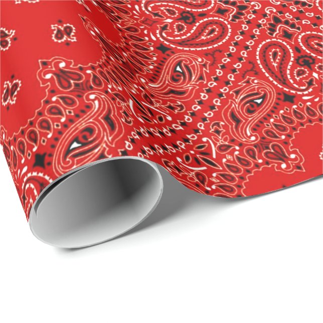 Papier Cadeau Copie occidentale rouge d'écharpe de Bandana de (Coin rond)