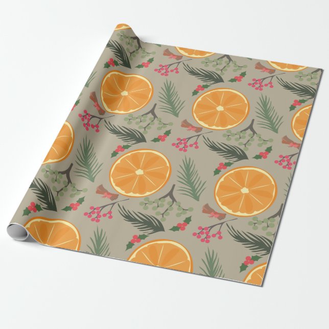Papier Cadeau Copie orange de guirlande de Noël (Déroulé)