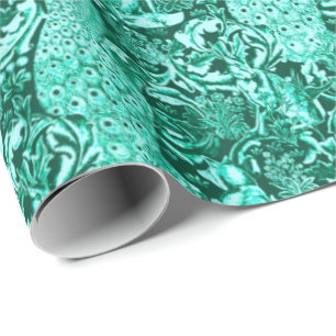 Papier Cadeau Copie, turquoise et Aqua de paon de Nouveau d'art