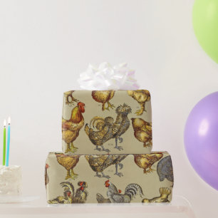Papier Cadeau Coq Poulet de la ferme Volaille animale Pays