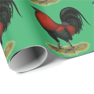 Papier Cadeau Coq Rouge Noir BB Jeu Américain