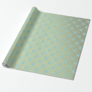 Papier Cadeau Coques de mer géométriques Art déco Bleu doré