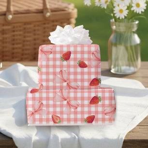 Papier Cadeau Coquette Berry Premier Anniversaire Rouge Gingham