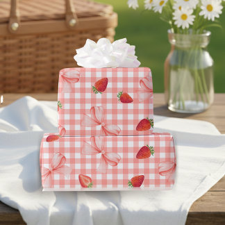 Papier Cadeau Coquette Berry Premier Anniversaire Rouge Gingham