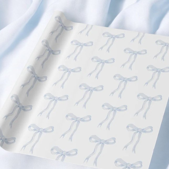 Papier Cadeau Coquette Bleu Bow Ribbon Attache Le noeud (Créateur téléchargé)
