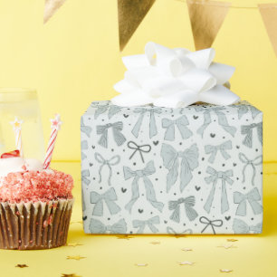 Papier Cadeau Coquette Blue Bows & Hearts