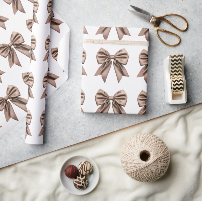 Papier Cadeau Coquette Bow Motif Mocha Brown (Artisanat)