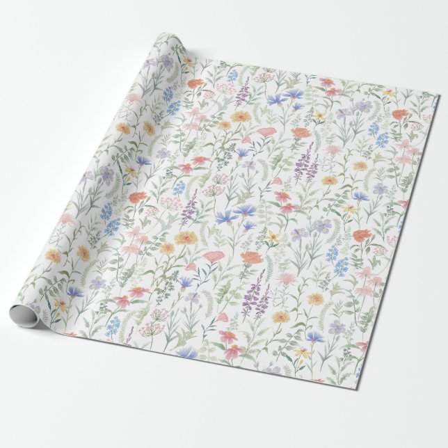Papier Cadeau Coquette Feminine Fleur sauvage Meadow (Déroulé)