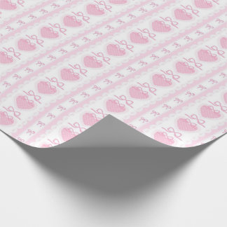 Papier Cadeau “Coquette Heart & Bow Wrapping Paper – Pink Romant
