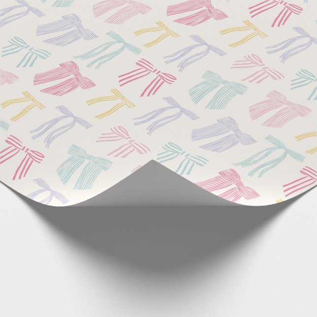 Papier Cadeau Coquette rayée Bows menthe jaune lilas rose (Coin)