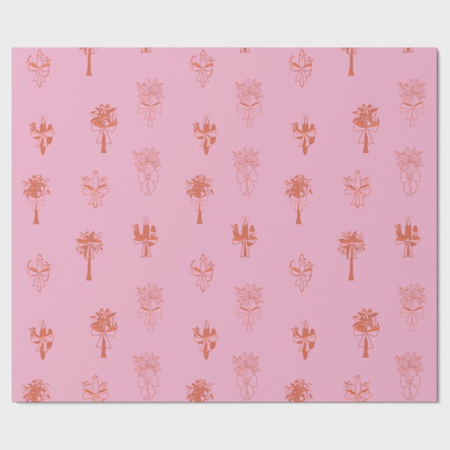 Papier Cadeau Coquette rétro Cactus & Palm Trees avec vaches ros (Couture)