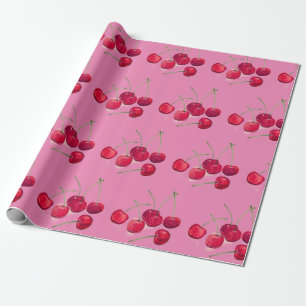 Papier Cadeau Coquette rouge Cerises fruits Motif alimentaire ro