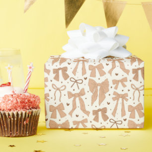 Papier Cadeau Coquette Terracotta Bows & Coeurs