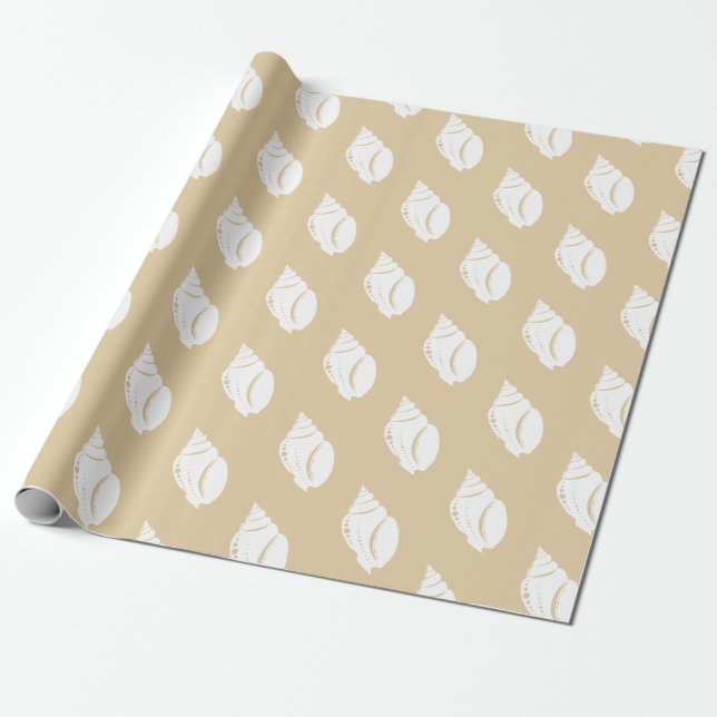 Papier Cadeau Coquillage blanc et coquillage (Déroulé)