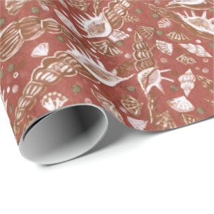 Papier Cadeau Coquillages de mer Coquille Mollusk Motif nautique