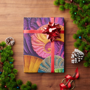 Papier Cadeau Coquilles chromatiques : Mosaïque spirale vibrante