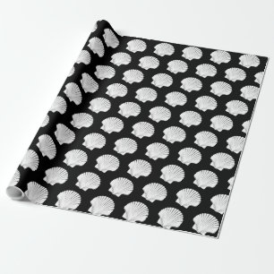 Papier Cadeau Coquilles de mer noires et blanches