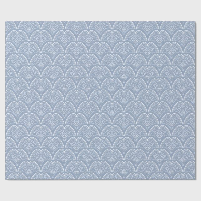 Papier Cadeau Coquilles délicates bleu saumons (Plat)