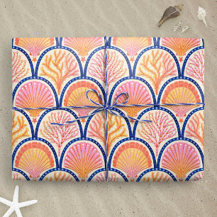 Papier Cadeau Coquilles méditerranéennes et coquille de posidoni