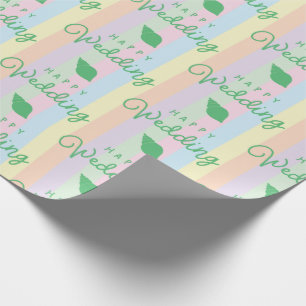 Papier Cadeau Coquilles vertes de mer Texte de mariage heureux r