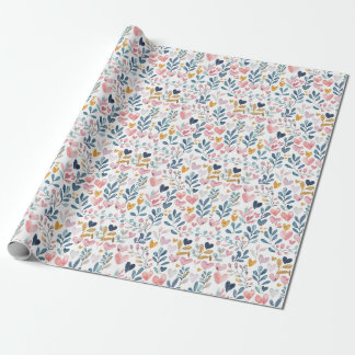 Papier Cadeau Corações em Aquarela