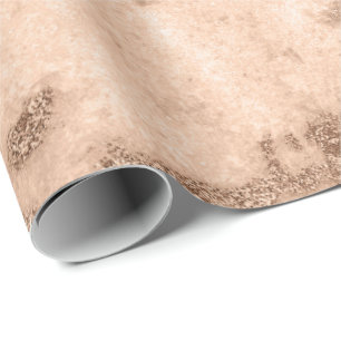 Papier Cadeau Corail de Pêche Crémeux Blush Marbre métallique Pa