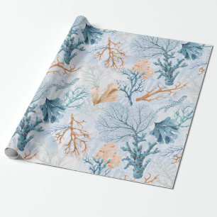 Papier Cadeau Corail marin de l'océan bleu