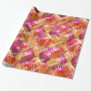Papier Cadeau Corail rose or étincelant Ballons de fête d'annive