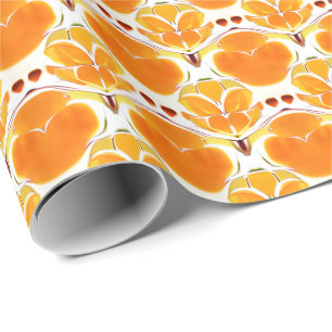 Papier Cadeau Coral Orange et crème Motif Batik