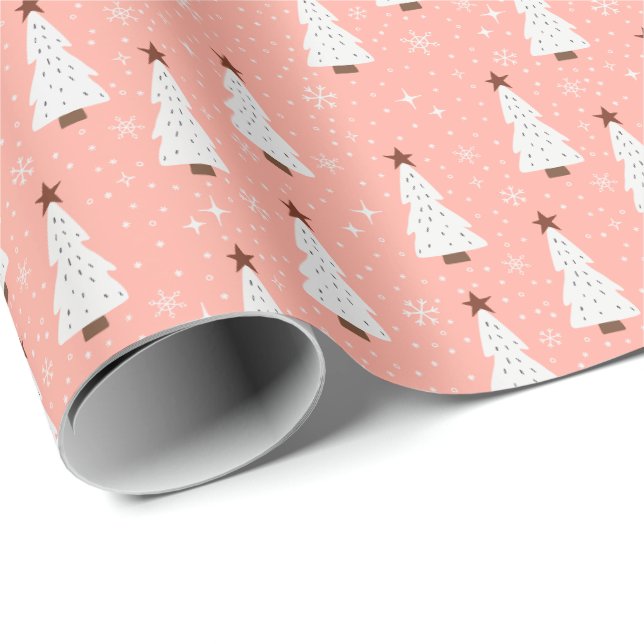 Papier Cadeau Coral rose Noël Festivals Boho tendance  (Coin rond)