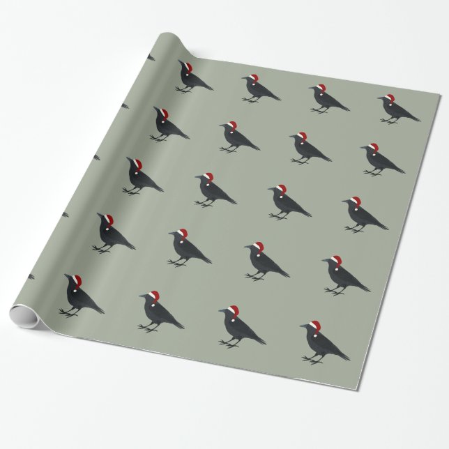 Papier Cadeau Corbeau de Noël (Déroulé)