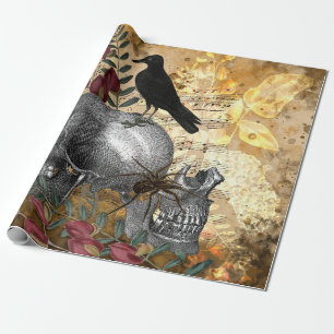Papier Cadeau Corbeau et crâne