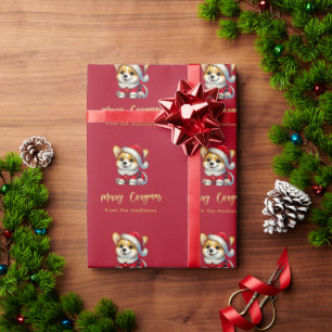 Papier Cadeau Corgi adorable personnalisé - Joyeux Corgmas