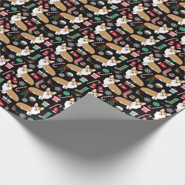 Papier Cadeau Corgi cadeau de Noël enveloppé (Coin)